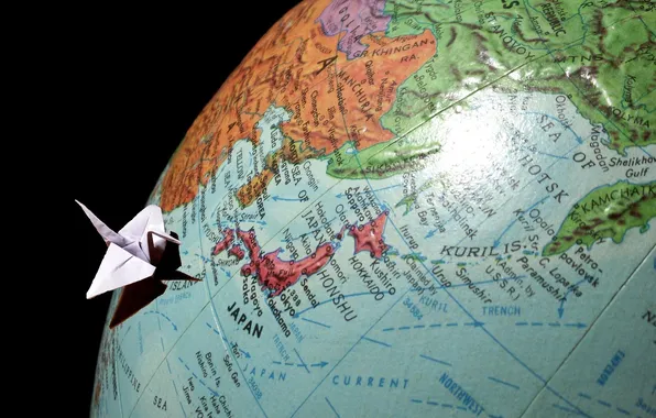 The ocean, the world, Japan, map, globe, origami, country