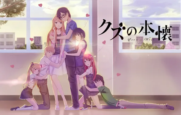 Picture girl, anime, art, guy, characters, Kuzu no Honkai
