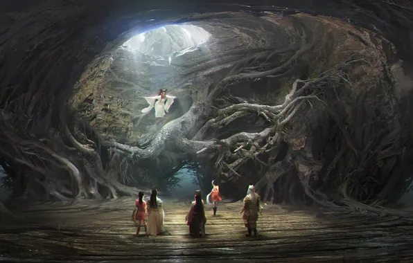 Roots, people, cave, Love O2O Hollow concept