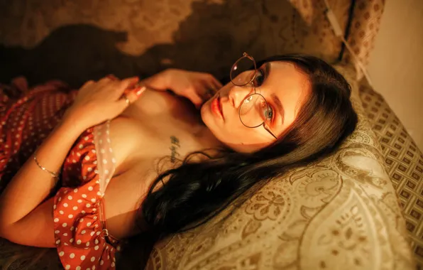 Picture look, girl, face, pose, glasses, Viktor Rakov, Ksenia Vasilyeva