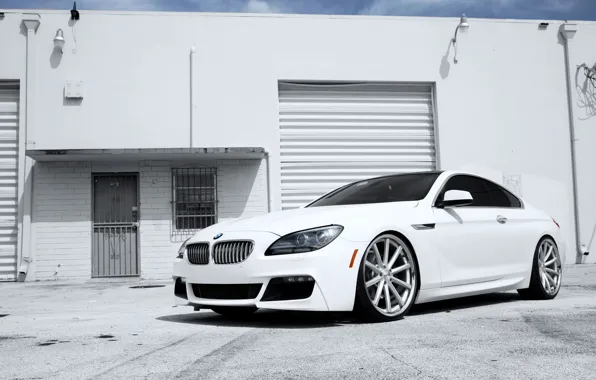 Picture Auto, White, BMW, Machine, Boomer, Lights, 6 Series, The front