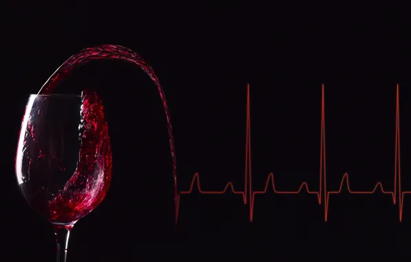 Wine, lines, glass of wine, electrocardiogram