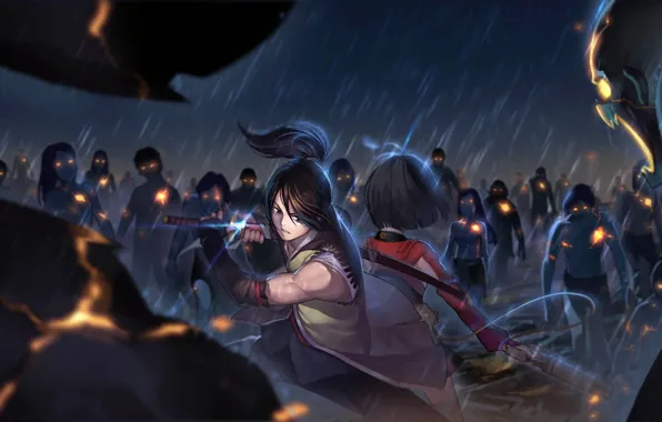 Field, anime, robots, art, guy, the battle, Koutetsujou no Kabaneri, Cabanero iron fortress