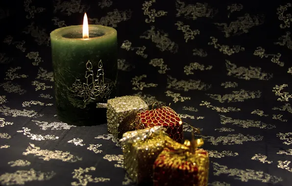 Holiday, new year, Christmas, candle, gifts, new year
