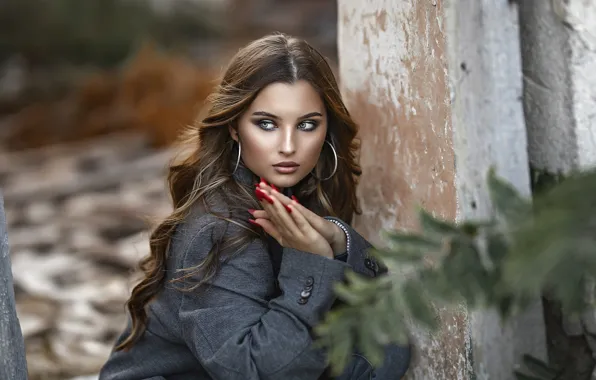 Picture look, girl, decoration, makeup, brown hair, curls, manicure, Selimova Asia