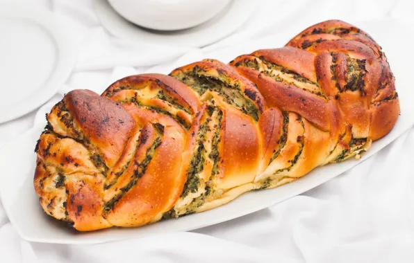 Cakes, roll, spinach