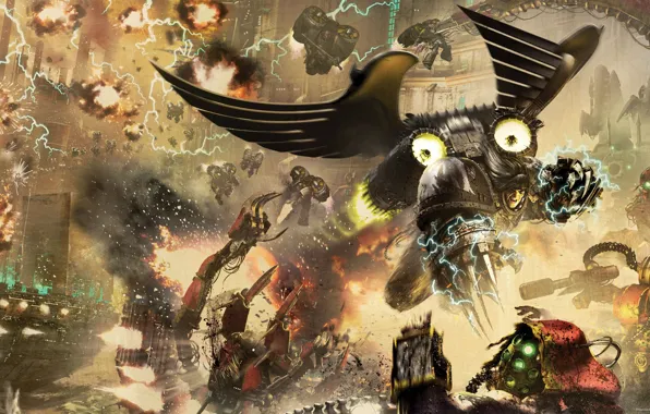 Picture Horus Heresy, Warhammer 40 000, Raven Guard, primarch, tech priest, Adeptus Mechanicus, Corvus Corax