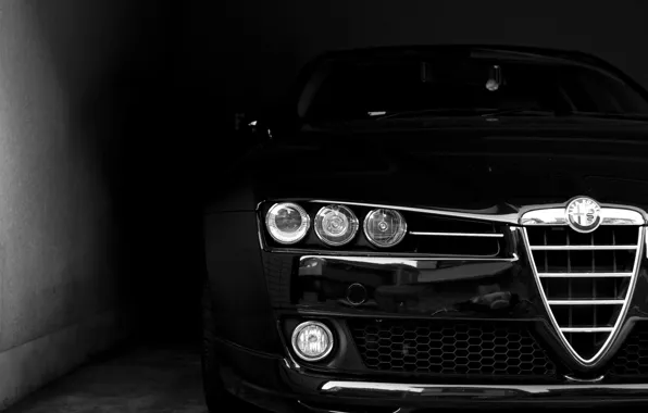 Face, black, lights, Alfa Romeo