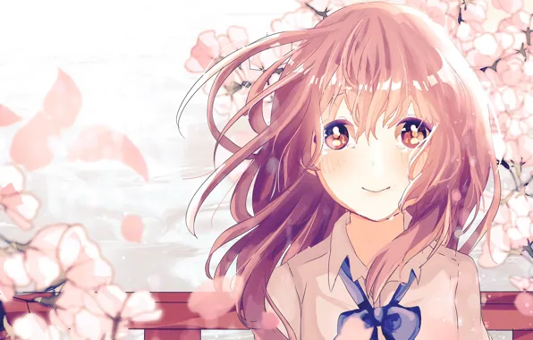 Look, girl, spring, Sakura, Anime, 2016, You no Katachi, A Silent Voice