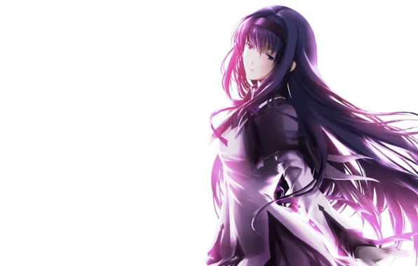 Anime, Mahou Shoujo Madoka Magica, White background., Homura, AKEMI