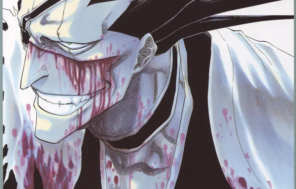 Face, blood, teeth, hairstyle, captain, Bleach, Bleach, grin