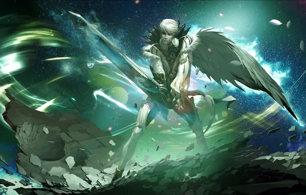 Picture fragments, weapons, sword, guy, lineage, kamael, Kamael