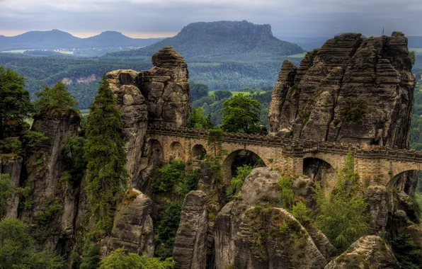 Forest, mountains, stones, rocks, view, height, dal, Germany