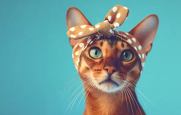 Cat, cat, look, pose, portrait, headband, red, face