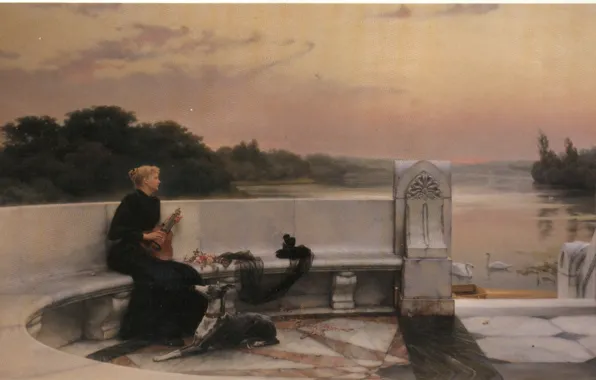 Solitude, a woman and a musical instrument, PIETER HAAXMAN