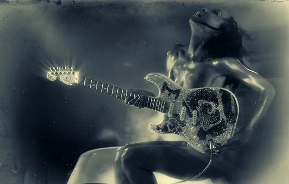 Guitar, bath, artist, MALINA MOYE