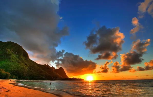 Landscape, sunset, the ocean, shore