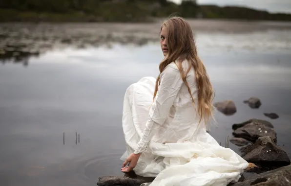 Picture look, girl, river