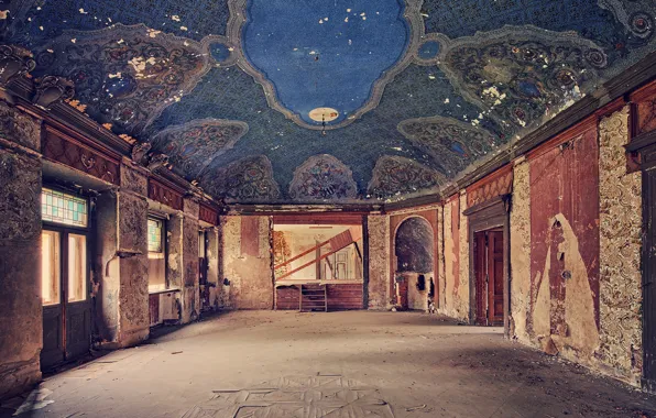 Room, palace, abandoned, hall, salon, decay