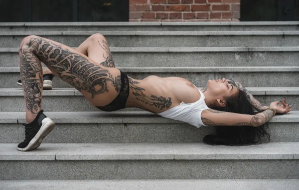 Chest, sexy, pose, model, body, panties, makeup, Mike
