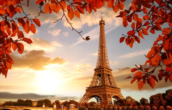Picture autumn, France, Paris, Paris, river, France, autumn, leaves