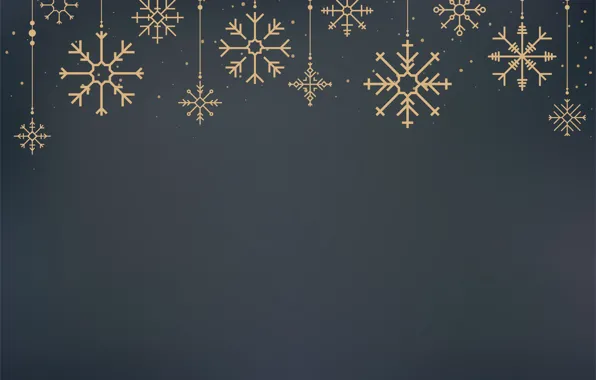 Winter, snowflakes, background, gold, New Year, Christmas, golden, gold