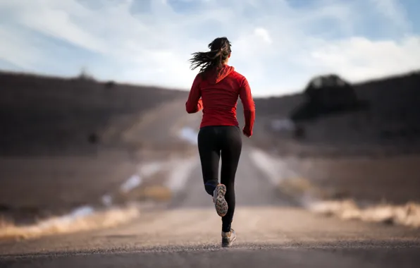 Picture road, sport, Girl, running, activity, training