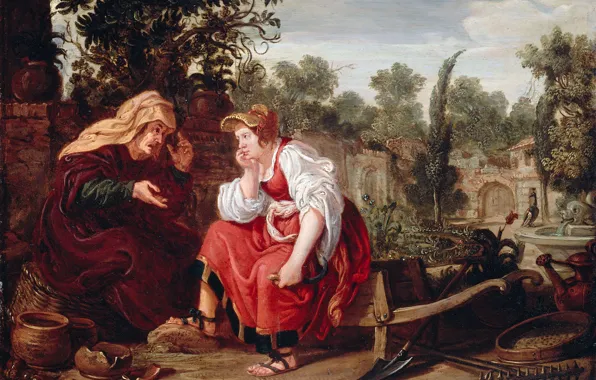 Oil, picture, mythology, The vertumnus and Pomona, Ian Tenniel