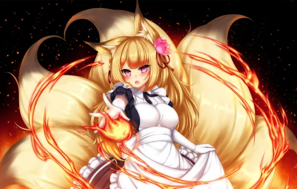 Anime, art, girl, tails, sennen sensou aigis