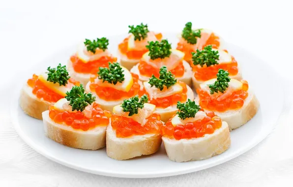 Picture bread, caviar, sandwiches