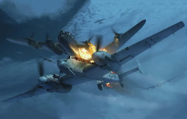 Germany, fighter-bomber, the Wehrmacht, Luftwaffe, night fighter, Antonis Karidis, Heavy, Bf 110G-4