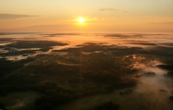 Picture the sky, the sun, clouds, light, night, clouds, fog, height
