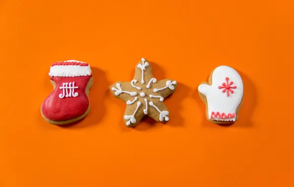 Winter, holiday, minimalism, sock, cookies, Christmas, three, New year