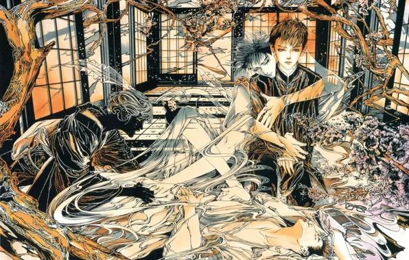 Trees, Windows, perfume, hands, hugs, guy, ghosts, manga