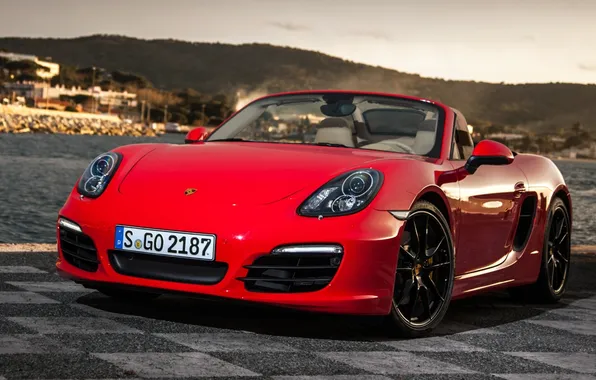 Picture red, background, Porsche, supercar, Porsche, the front, Boxster S, Bokster