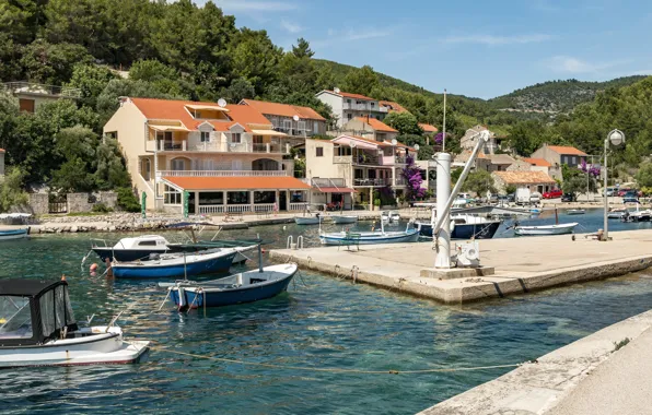 Picture photo, Home, Pier, The city, Bay, Boats, Croatia, Boats