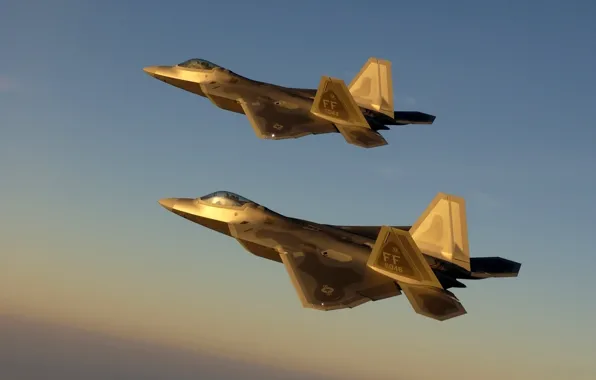 Picture The sky, Clouds, Aircraft, Flight, Fighter, F-22, raptor, Multipurpose