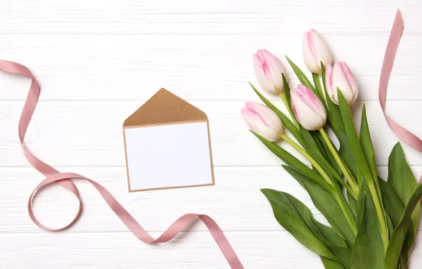 Flowers, tulips, pink, flowers, tulips, with love, card