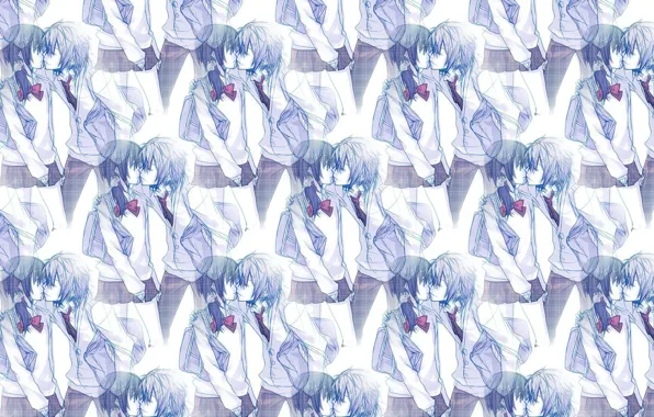 Mood, kiss, texture, anime, art, pair, girl, guy