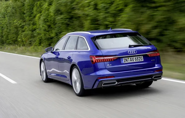 Blue, Audi, rear view, 2018, universal, A6 Avant