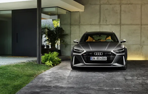Audi, the wall, universal, RS 6, 2020, 2019, dark gray, V8 Twin-Turbo