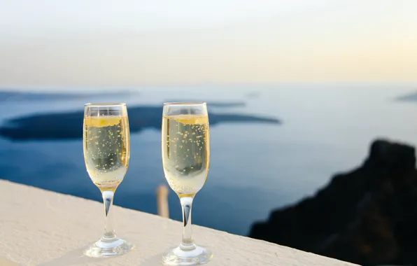 Picture sea, summer, mood, glasses, champagne