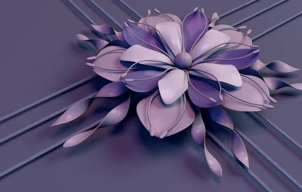 Flower, line, strip, lilac, petals, stamens