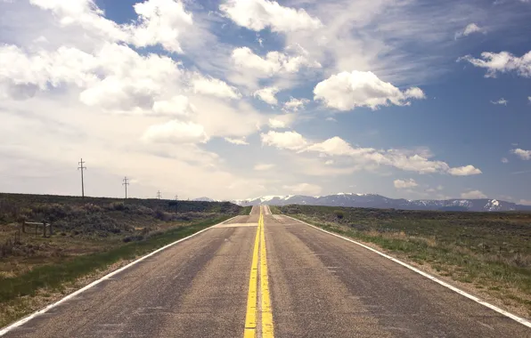 Road, clouds, Texas