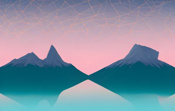 Picture sunset, mountains, minimalism, minimalism, sunset, mountains