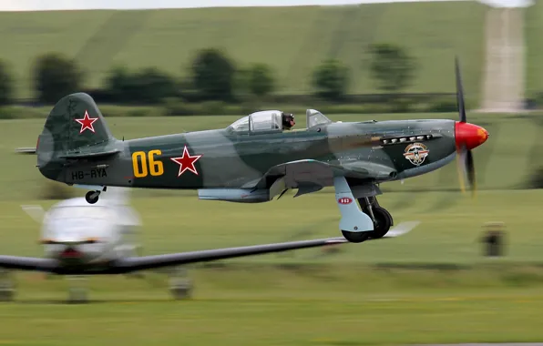 The sky, fighter, the rise, Soviet, single-engine, WWII, YAK-9УМ