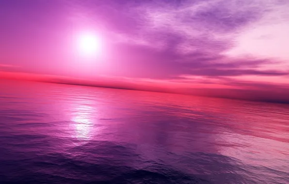 The sky, water, clouds, sunset, the ocean