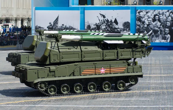 Picture holiday, victory day, parade, red square, complex, Buk-M2, anti-aircraft missile