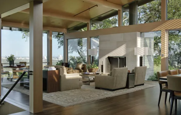 Wallpaper interior, veranda, living room, Hillside House, Lake Flato ...