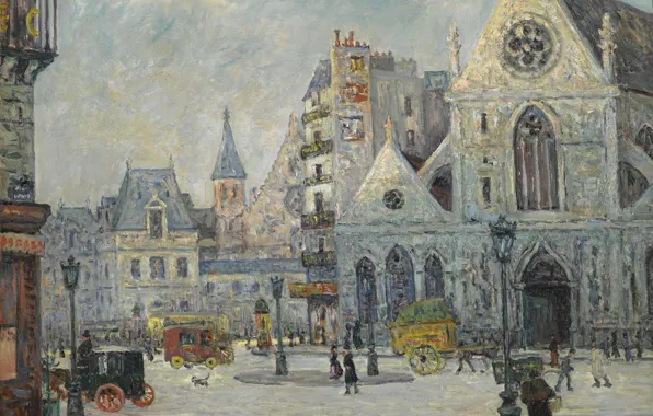 Picture picture, the urban landscape, 1908, Maxime Maufra, Maxim Mora, Church of Saint-Nicolas-des-Champs. Rue Saint-Martin. Paris